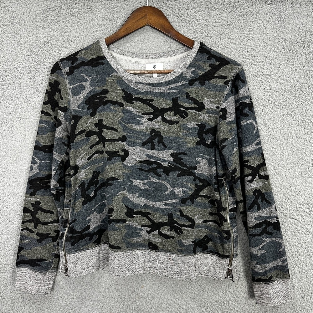 Sundry‎ Sweatshirt 0 Grey Camo Knit Zip Side Streetwear Casual Chic Lounge Top